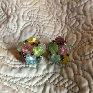 Vintage Multi-Color Pierced Bead Earrings